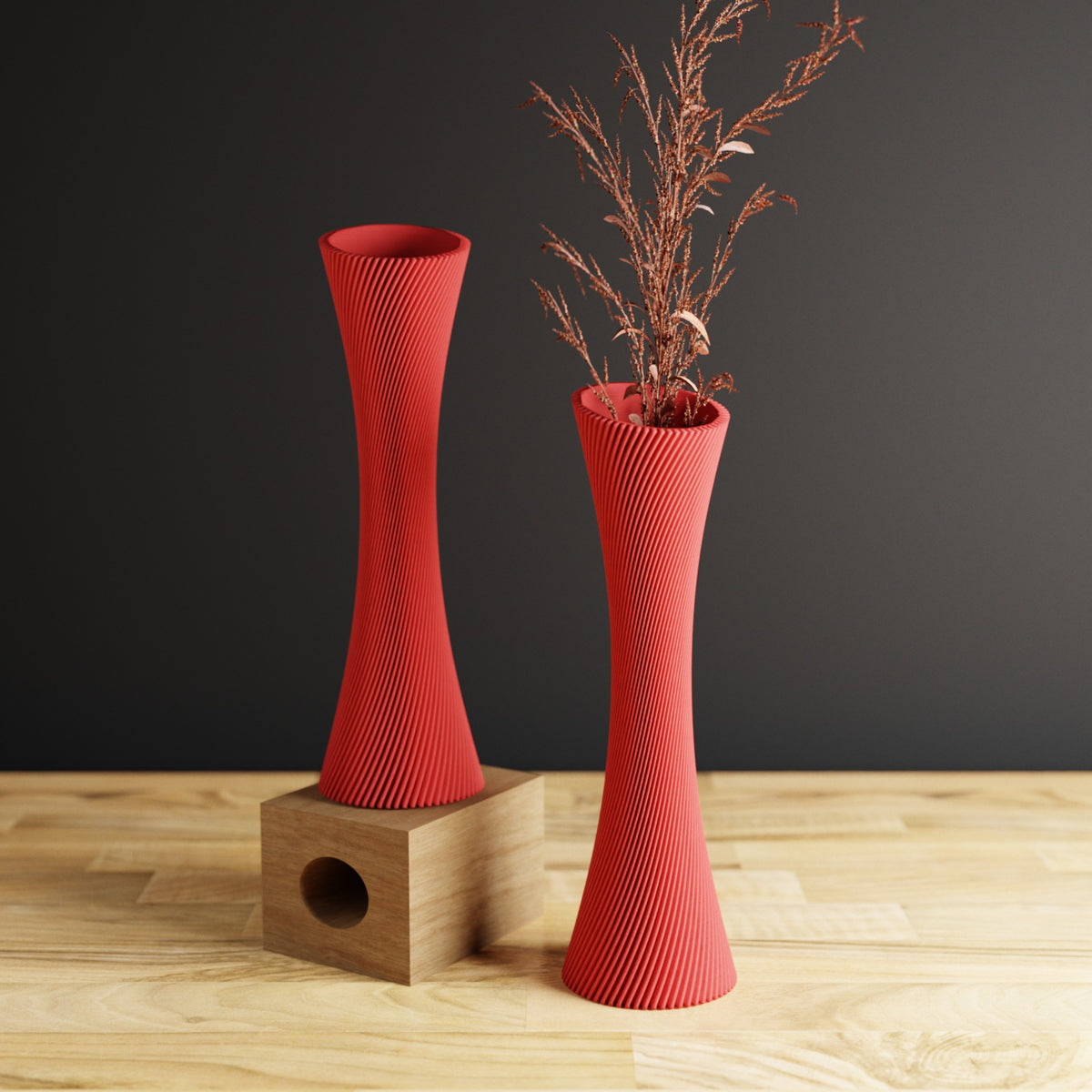 SPIRAL ROSE Vase | RED
