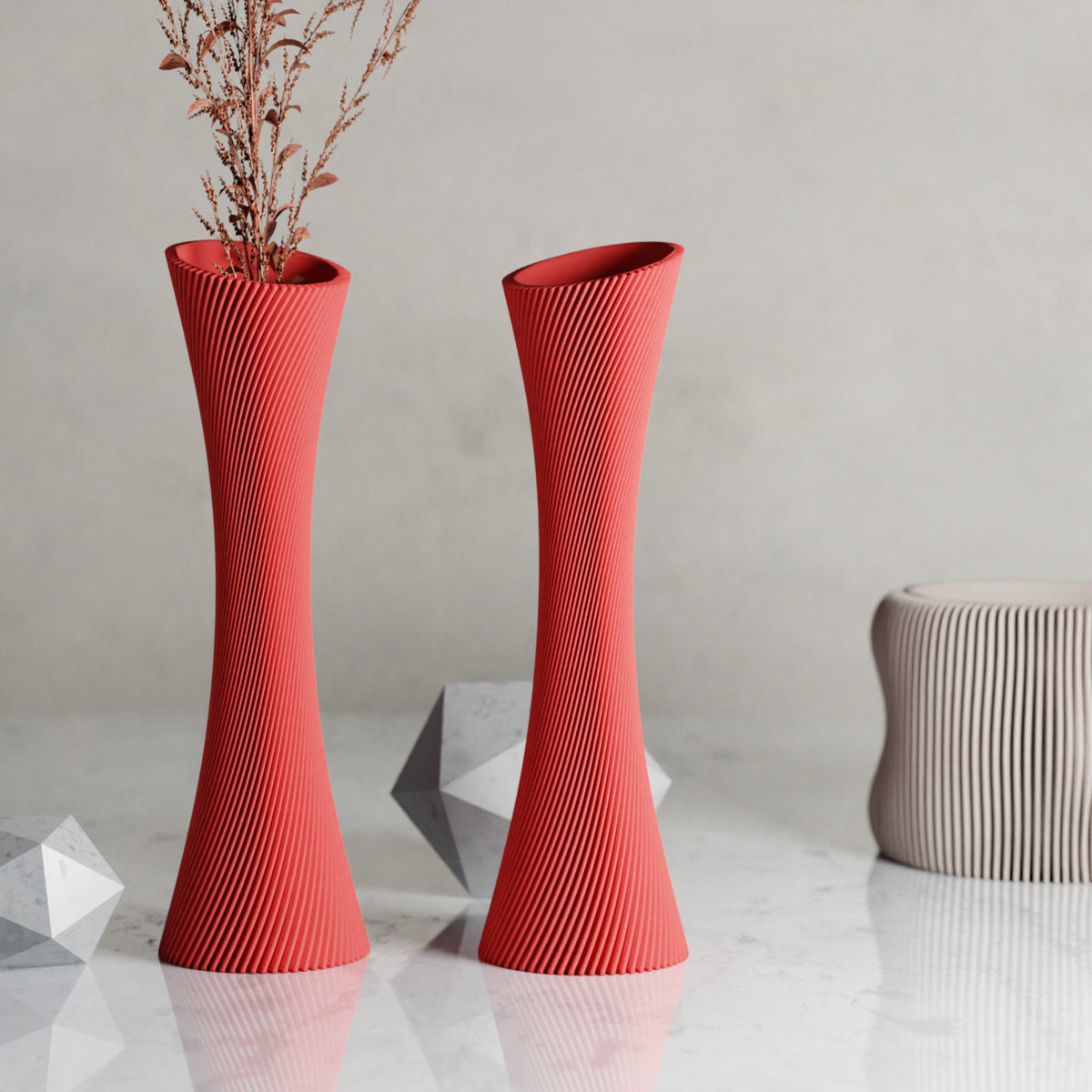SPIRAL ROSE Vase | RED