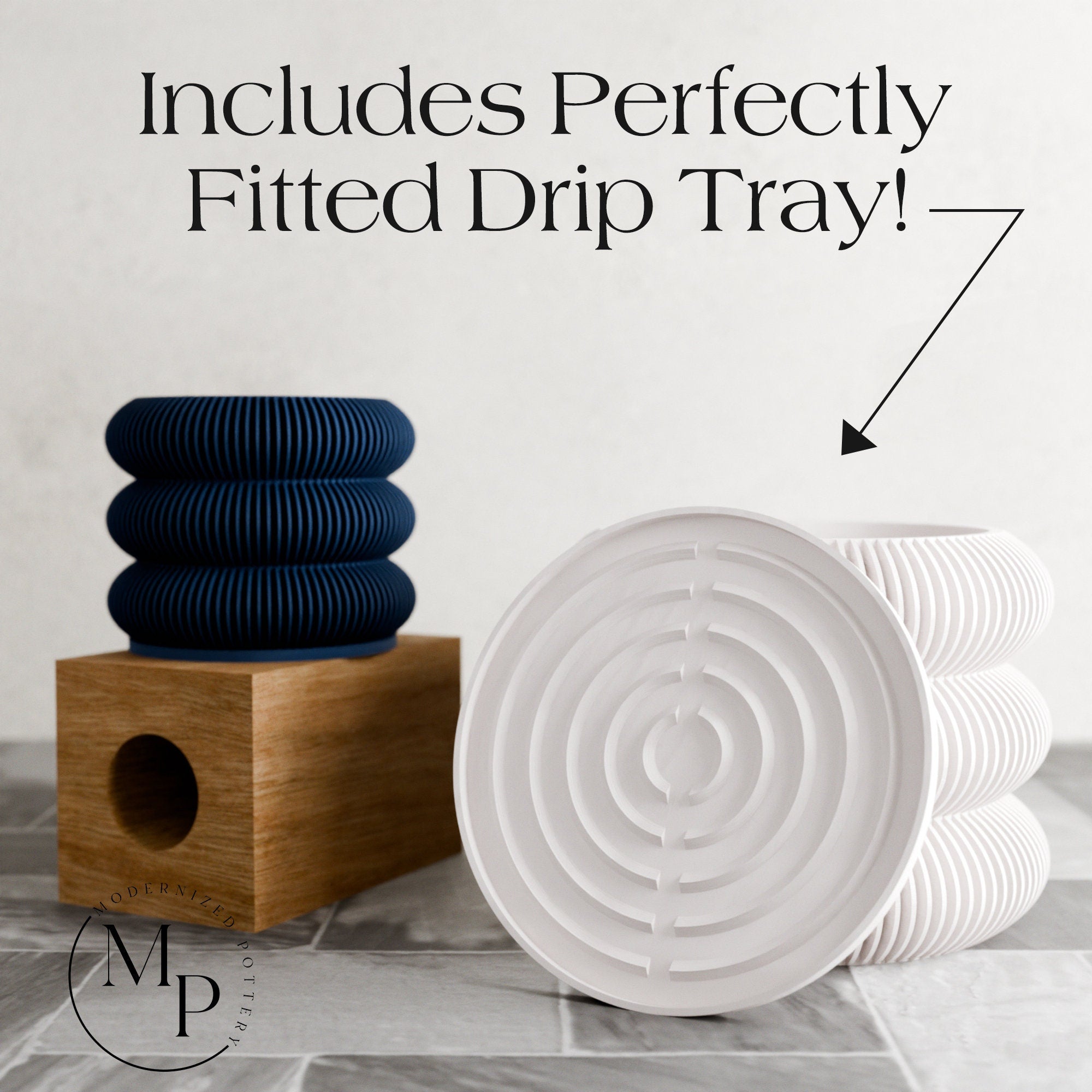 Wood BUBBLES Planter, 9 Color Options, Unique 3D Printed Plant Pot with Drainage & Saucer For Houseplants, Small to Large, 4 5 6 7 8 Inch