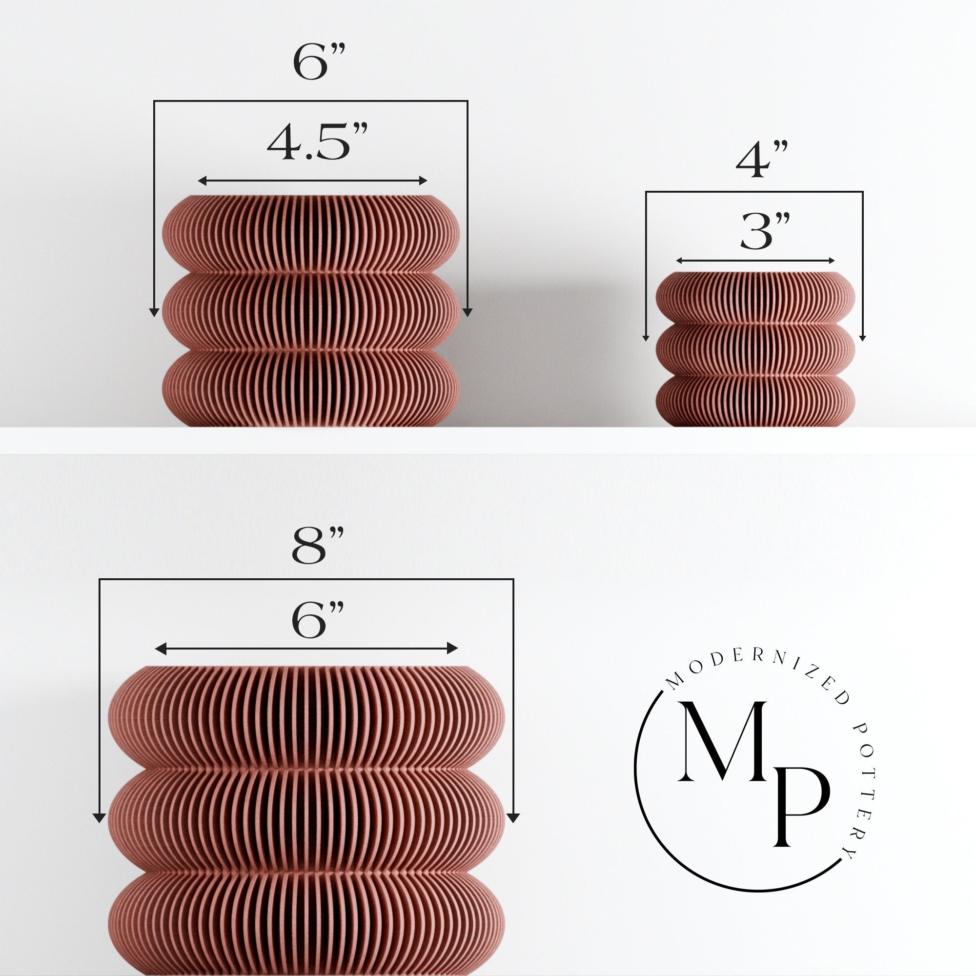 Wood BUBBLES Planter, 9 Color Options, Unique 3D Printed Plant Pot with Drainage & Saucer For Houseplants, Small to Large, 4 5 6 7 8 Inch