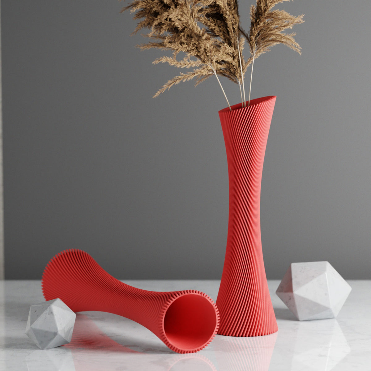 SPIRAL ROSE Vase | RED