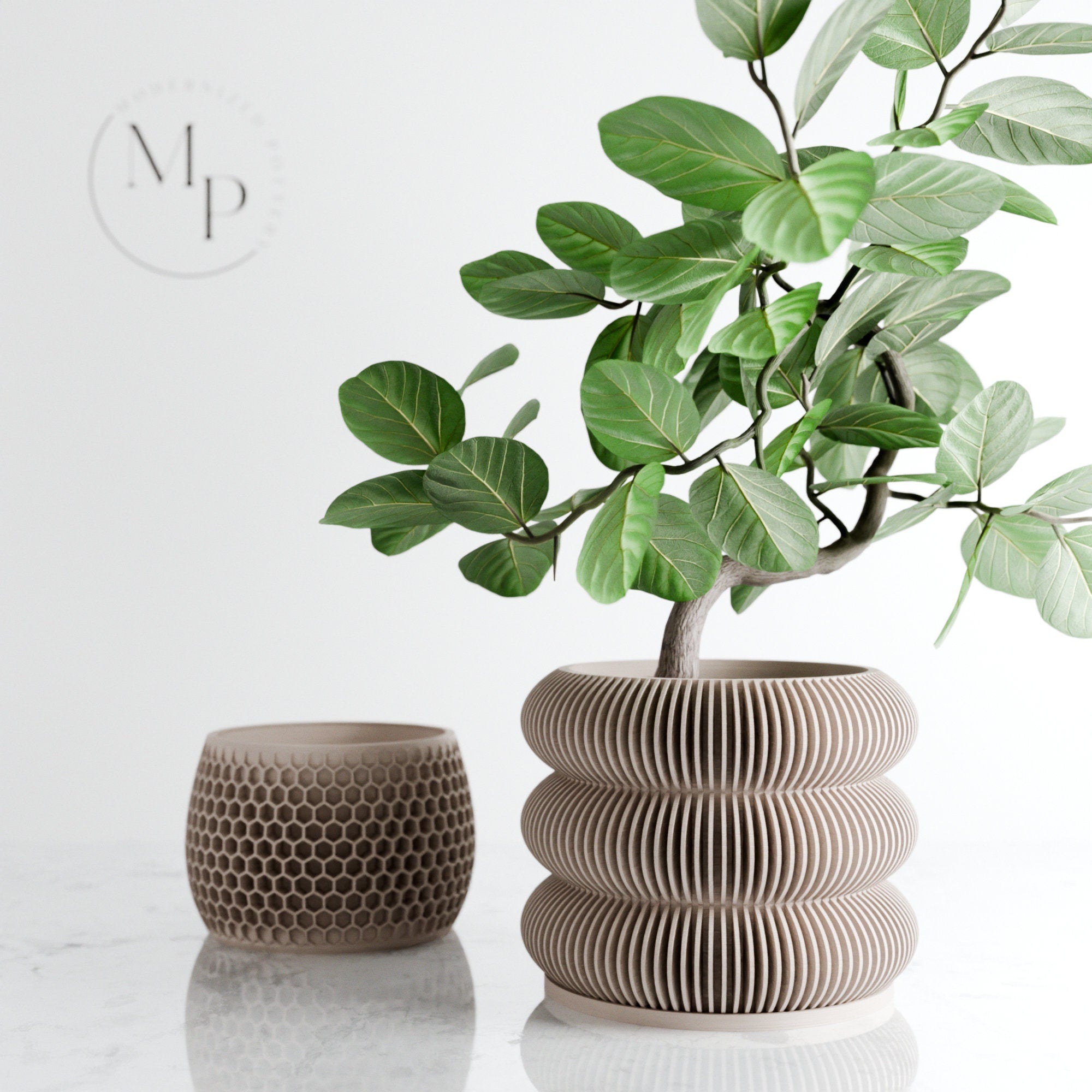 Wood BUBBLES Planter, 9 Color Options, Unique 3D Printed Plant Pot with Drainage & Saucer For Houseplants, Small to Large, 4 5 6 7 8 Inch