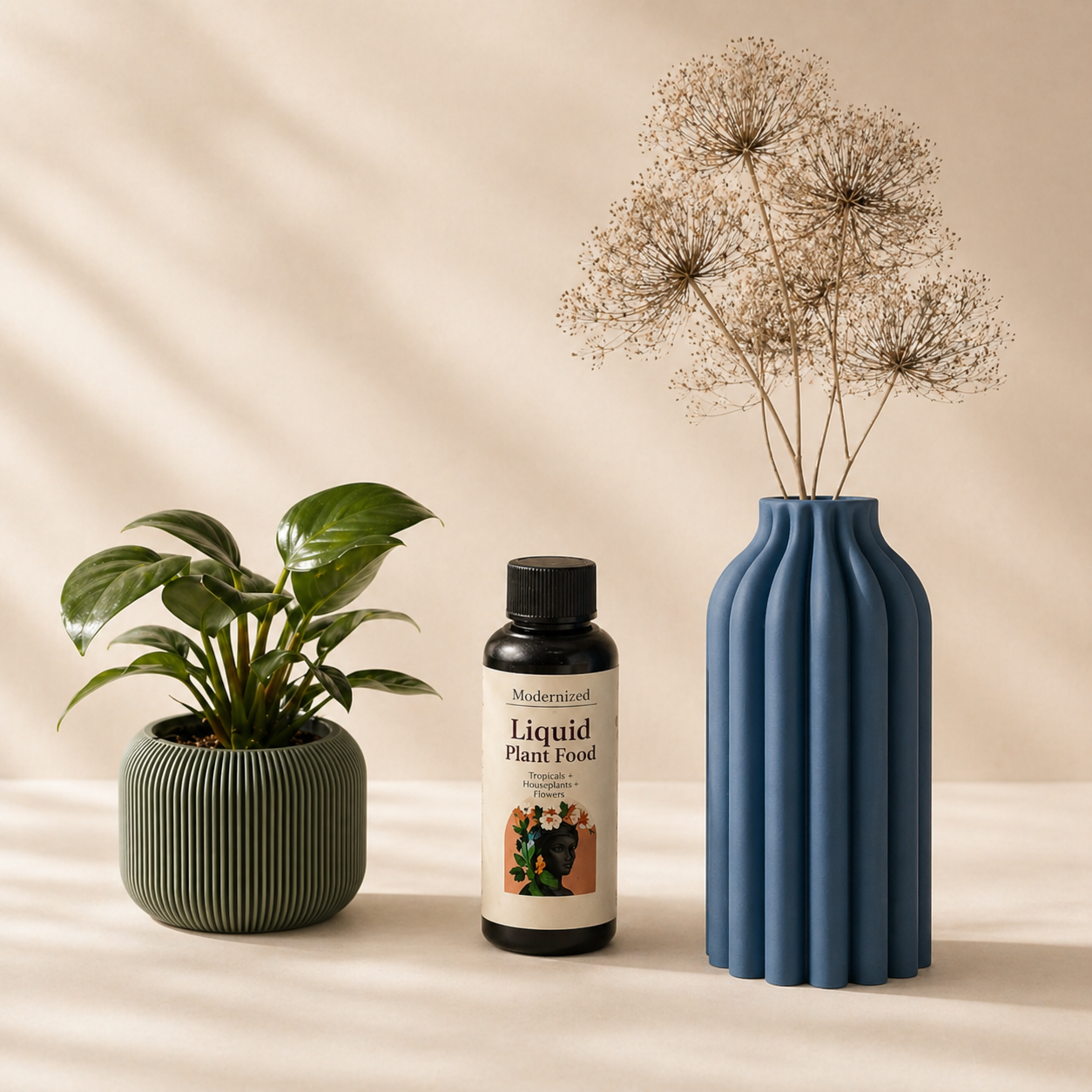 Month 3 gift with one mini planter, one mini vase, and plant food refill