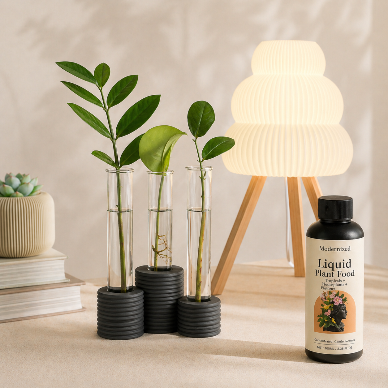 Month 6 Glow and Grow gift with propagation station, mini lamp, and plant food refill